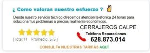 cerrajeros Calpe precios