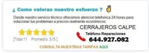 cerrajeros calpe precios